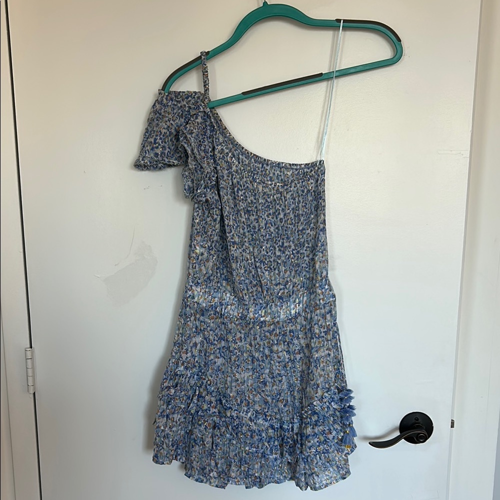 Poupette st Barth one shoulder blue dress XS